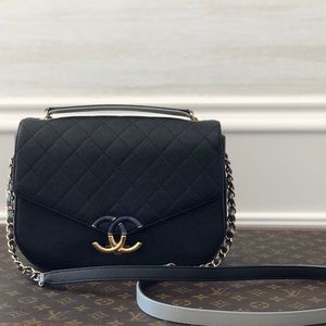Chanel Black Caviar Coco Thread Crossbody Flap Bag